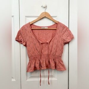 |Arizona Jean Co. Cropped Blouse| ~Lightly Worn ~ Adult Small~Color:Coral Pink
